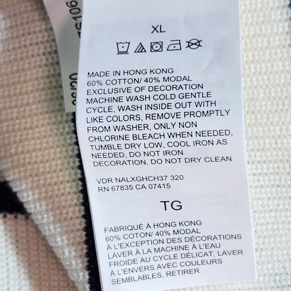 Nautica Black and Cream Stripe Sweater NWT Size XL Preppy Sweater - Picture 11 of 12